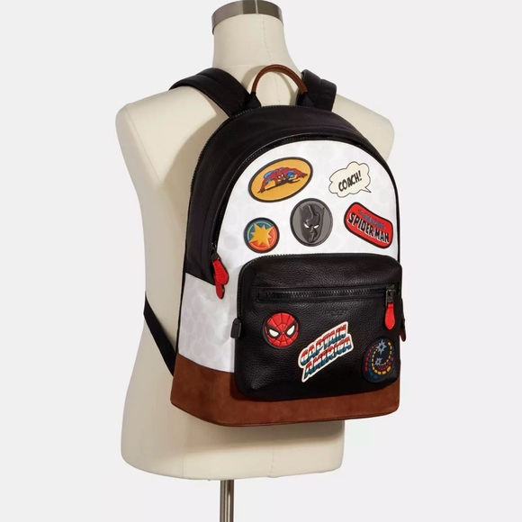 Coach Marvel West Backpack In Signature Canvas With Comic Patches - Picture 9 of 9